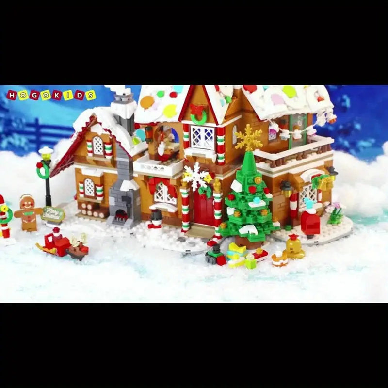 LED Christmas Village Building Blocks Set with Train & Santa by House Of Avana