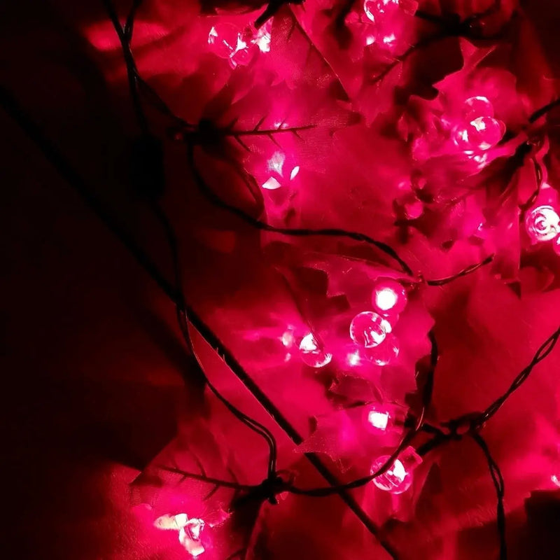 LED Holly Garland 2.8m Mains Powered Xmas Decoration Red Berries by House Of Avana