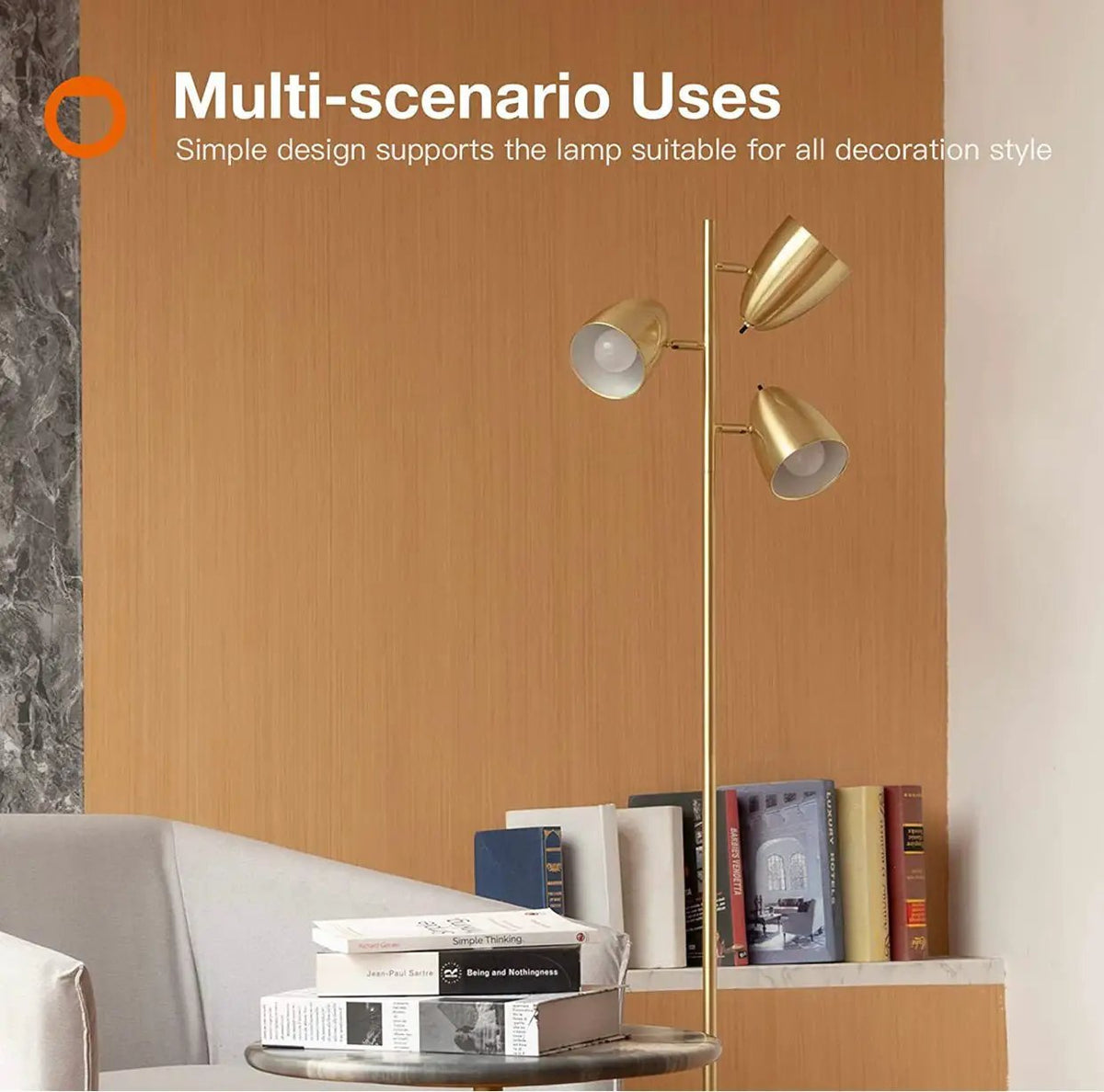 LED Reading and Floor Lamp - Standing Tall Pole Lamp with 3 LED Bulbs by Outdoor Solar Outlet
