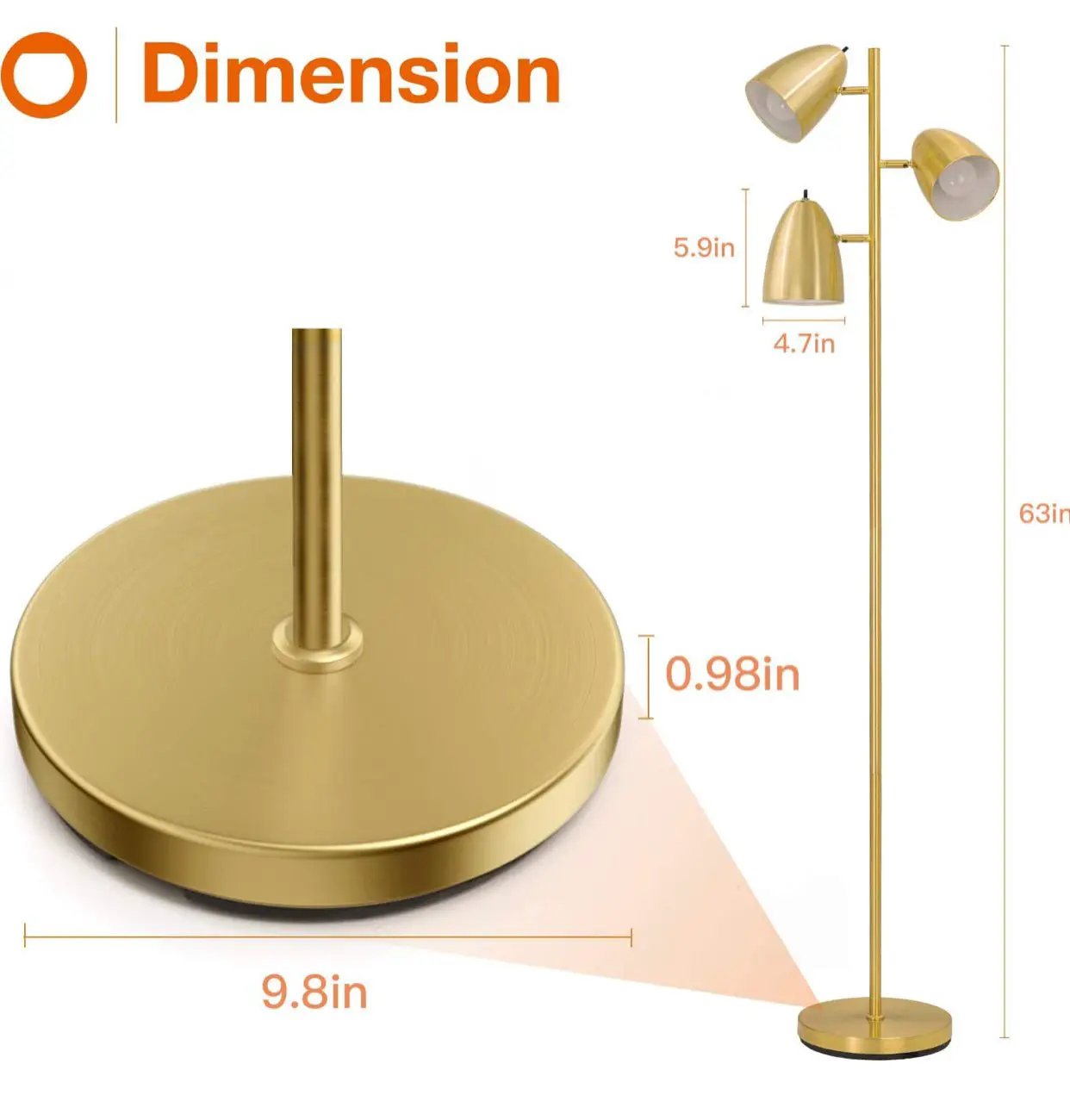 LED Reading and Floor Lamp - Standing Tall Pole Lamp with 3 LED Bulbs by Outdoor Solar Outlet