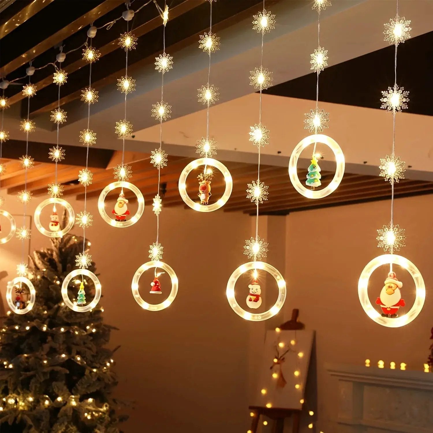 LED Window Curtain Lights with Snowflake, 3m USB Operated by House Of Avana