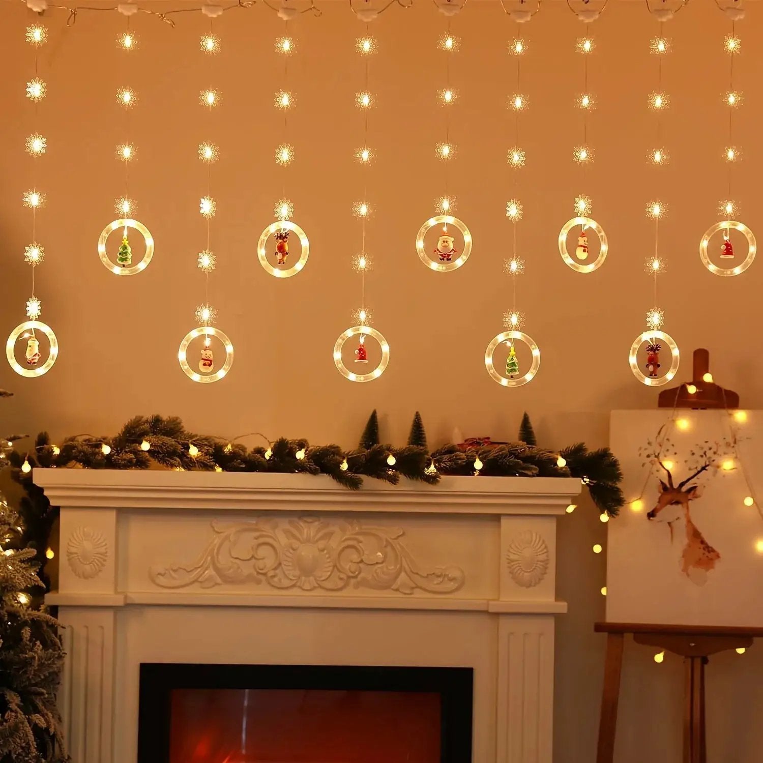 LED Window Curtain Lights with Snowflake, 3m USB Operated by House Of Avana
