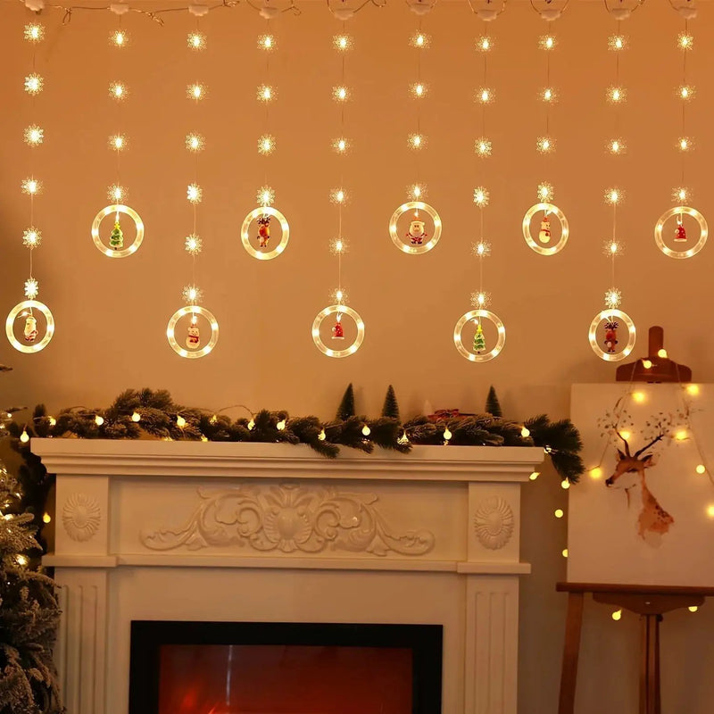 LED Window Curtain Lights with Snowflake, 3m USB Operated by House Of Avana