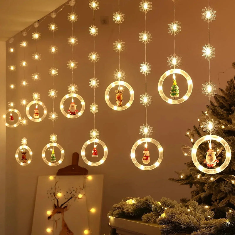 LED Window Curtain Lights with Snowflake, 3m USB Operated by House Of Avana