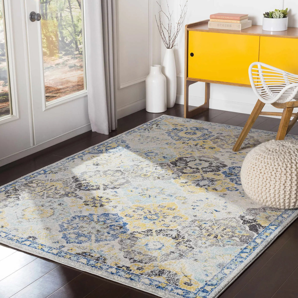 Leggett hydrangea Area Rug - Clearance, installed in a room