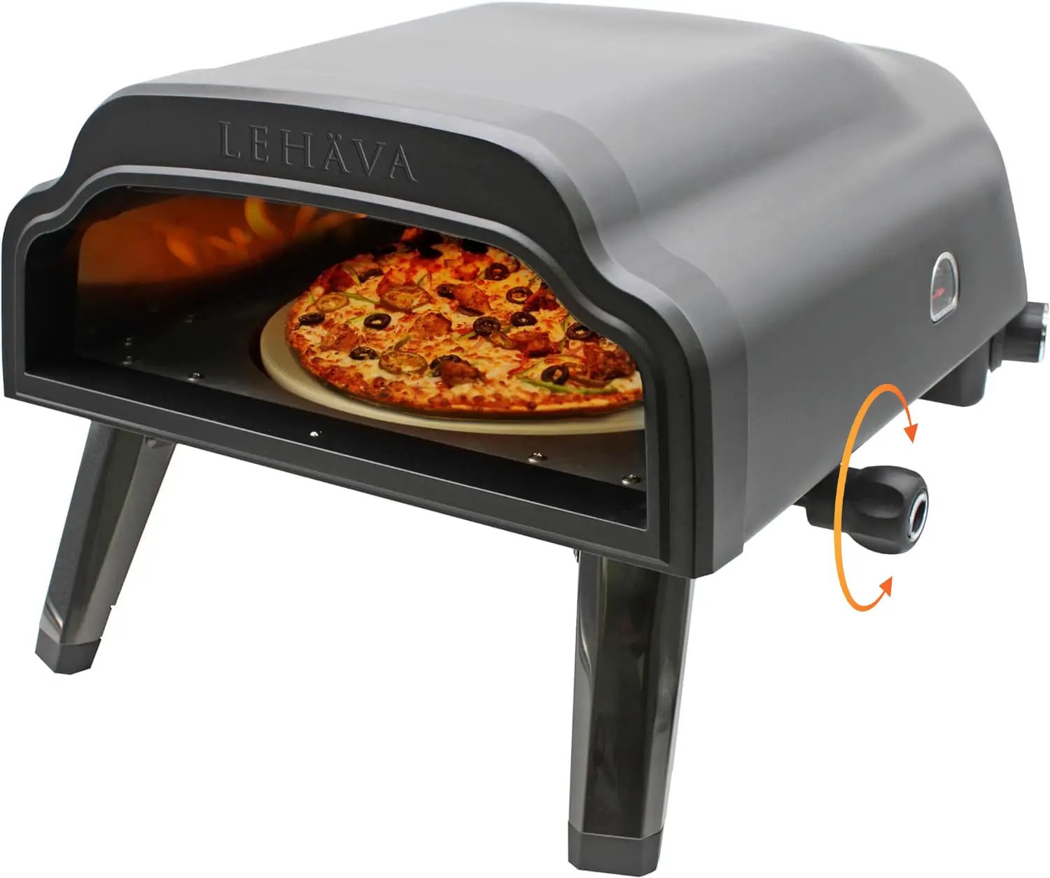 Flame King Outdoor Portable 14-inch Propane Pizza Oven Gas 360 Degree Rotating Stone by Flame King Products