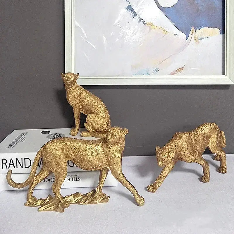 Gold Leopard Cheetah Statues for Modern Home Decor Lovers by House Of Avana