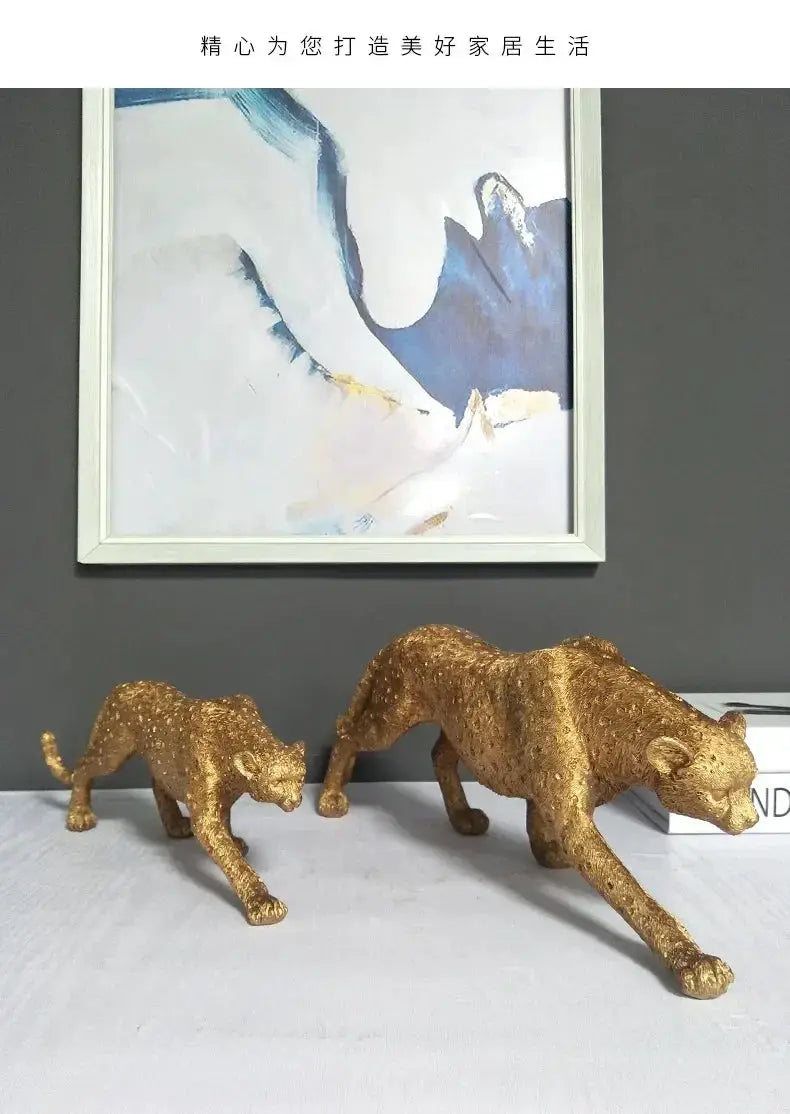 Gold Leopard Cheetah Statues for Modern Home Decor Lovers by House Of Avana