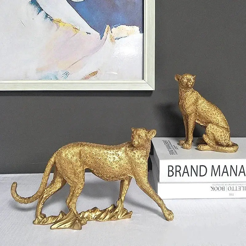 Gold Leopard Cheetah Statues for Modern Home Decor Lovers by House Of Avana