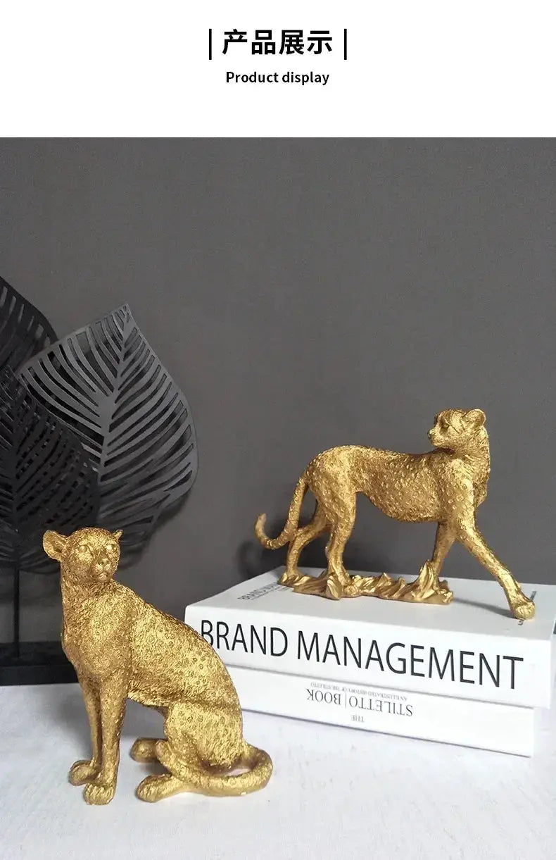 Gold Leopard Cheetah Statues for Modern Home Decor Lovers by House Of Avana