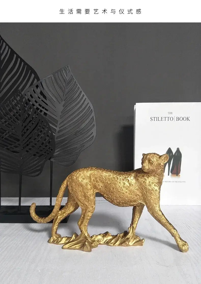Gold Leopard Cheetah Statues for Modern Home Decor Lovers by House Of Avana