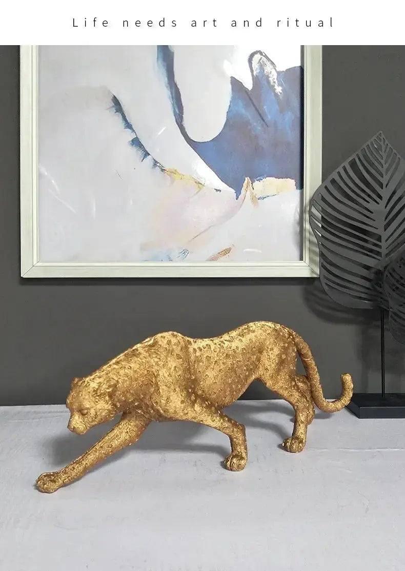Gold Leopard Cheetah Statues for Modern Home Decor Lovers by House Of Avana