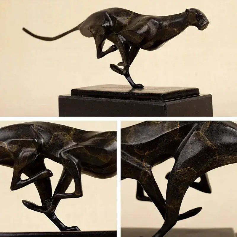 Modern Running Leopard Decorative Sculpture for Living Room Tabletop Decor by House Of Avana