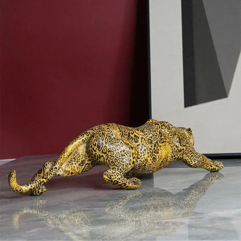 Luxury Leopard Animal Figurine Sculpture for Modern Home & Office Decor by House Of Avana