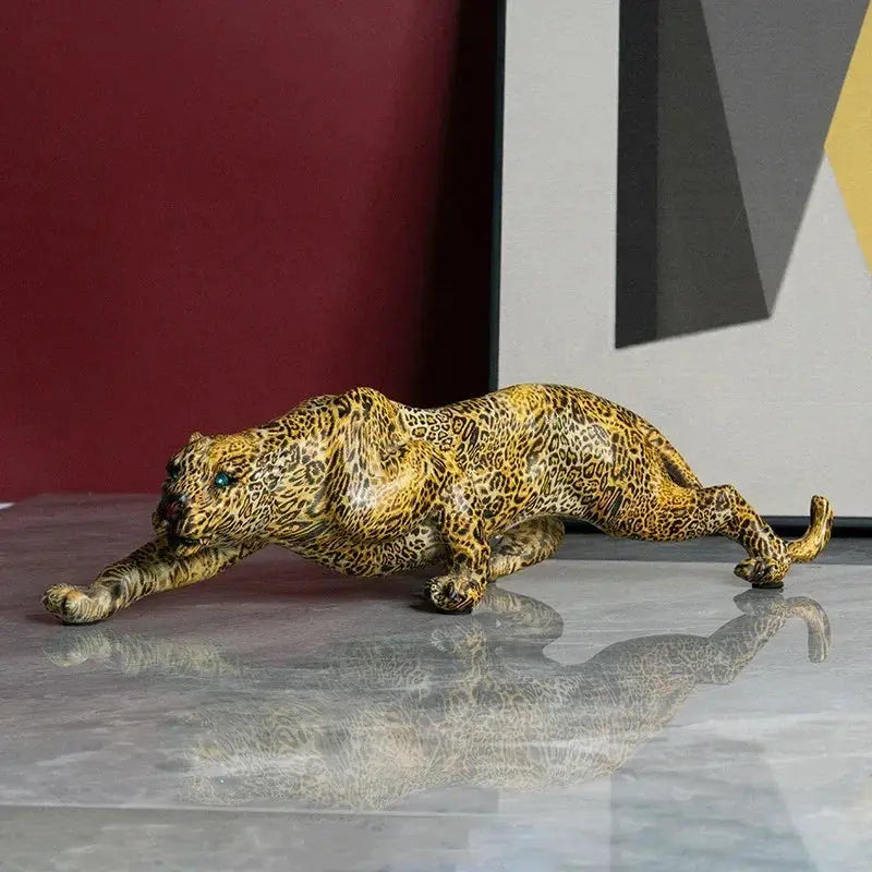 Luxury Leopard Animal Figurine Sculpture for Modern Home & Office Decor by House Of Avana