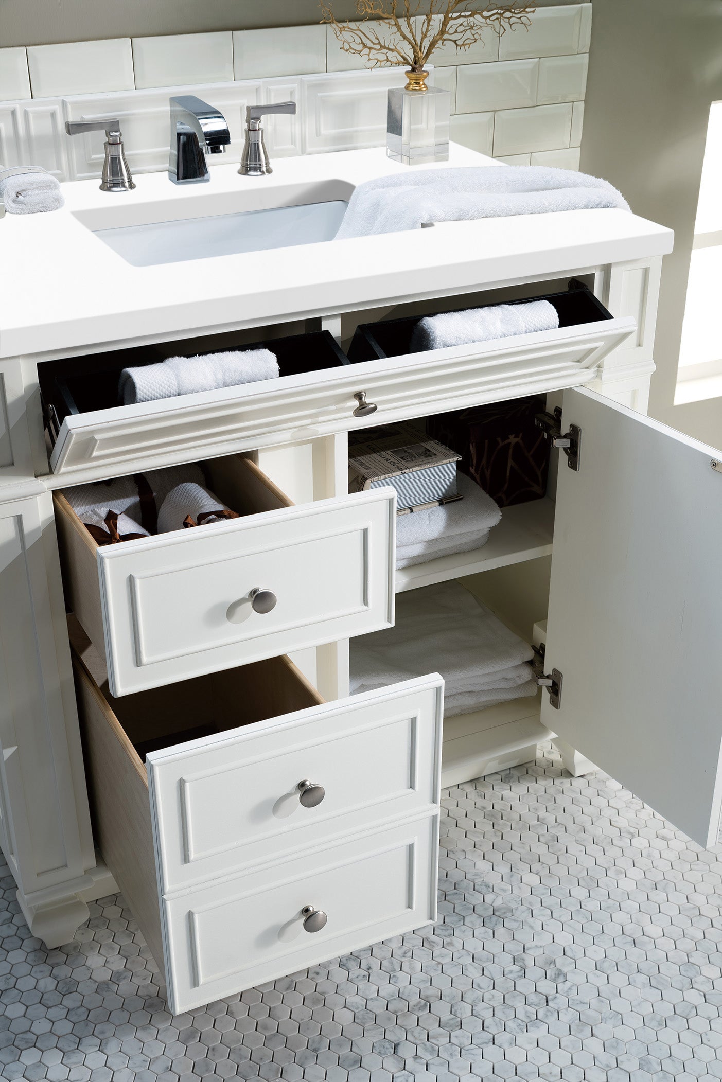 James Martin Bristol 36" Single Bathroom Vanity, Bright White, view 23