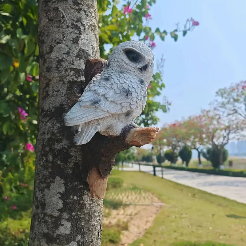 Lifelike Owl Statue Tree and Wall Decor for Garden and Home by House Of Avana