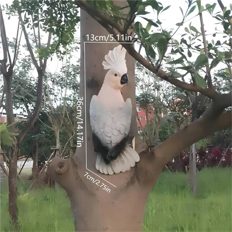 [Lifelike Resin Parrot] Classic White and Pink Resin Parrot Sculpture - Lifelike Outdoor Garden Tree Hanging Decoration, No Electricity Needed, Perfect for Thanksgiving Decor, Bird Decor by House Of Avana