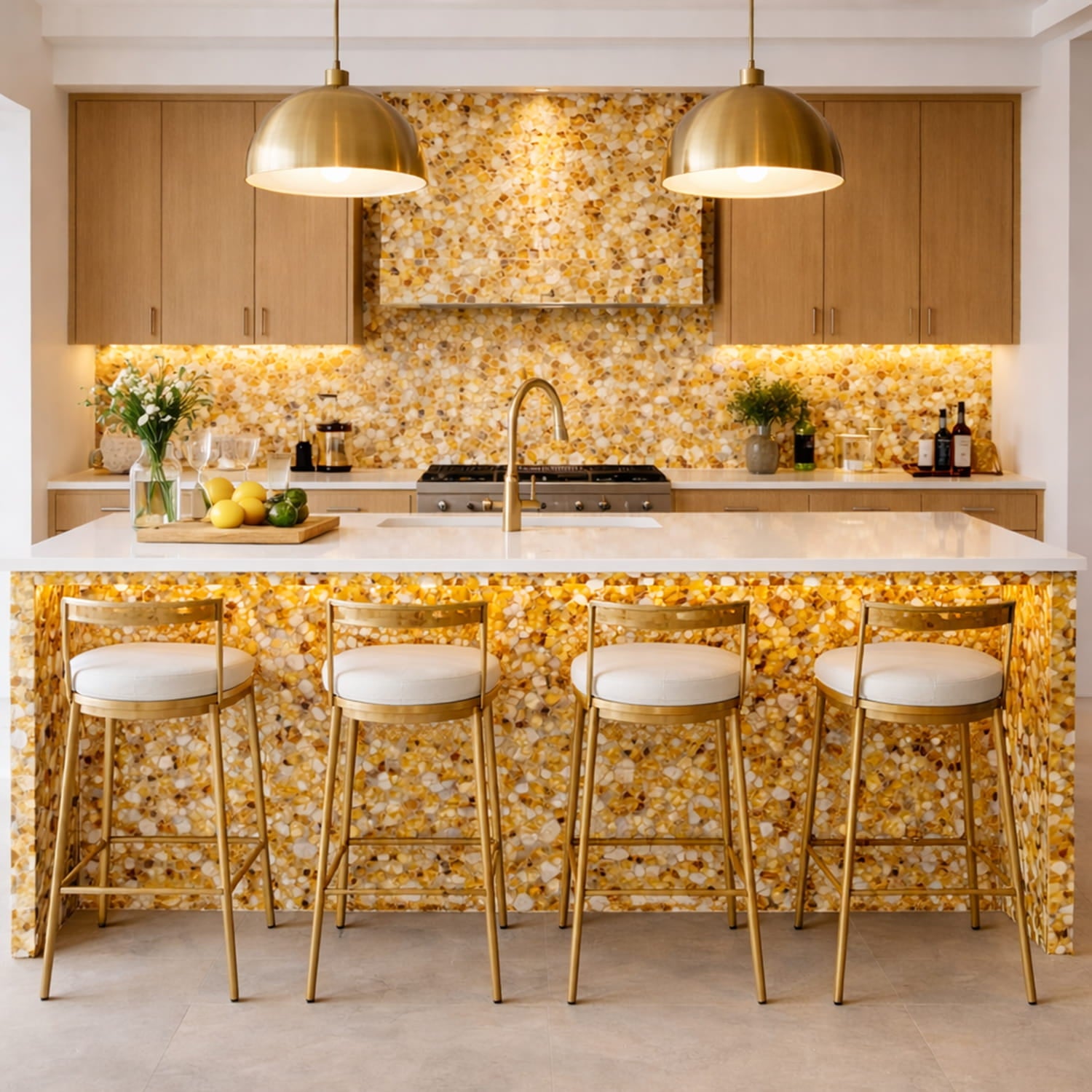 Light Honey Glossy Gloss Glass Mosaics 12x12 Glass Glossy 12x12 Mosaics — 2