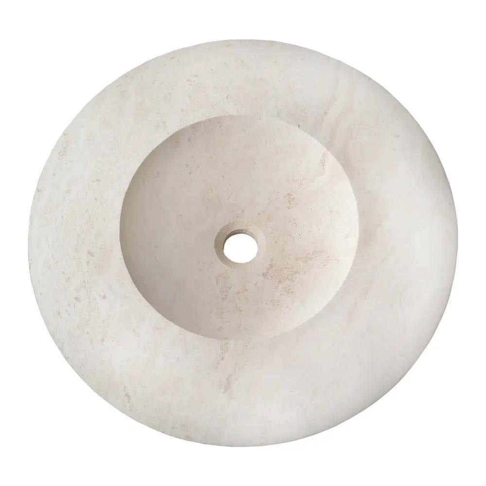 Light Travertine Natural Stone UFO Vessel Sink - 21x6 Honed Filled by GobekDesign
