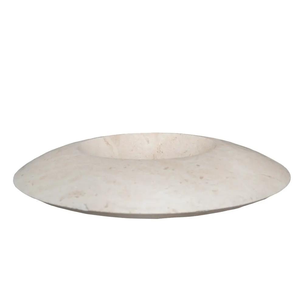 Light Travertine Natural Stone UFO Vessel Sink - 21x6 Honed Filled by GobekDesign