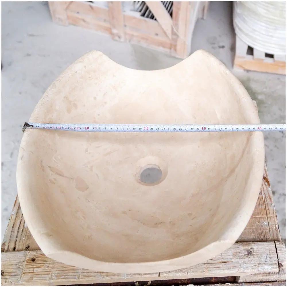 Travertine Natural Stone Vessel Sink Bowl Light Beige 16x16x6 by GobekDesign