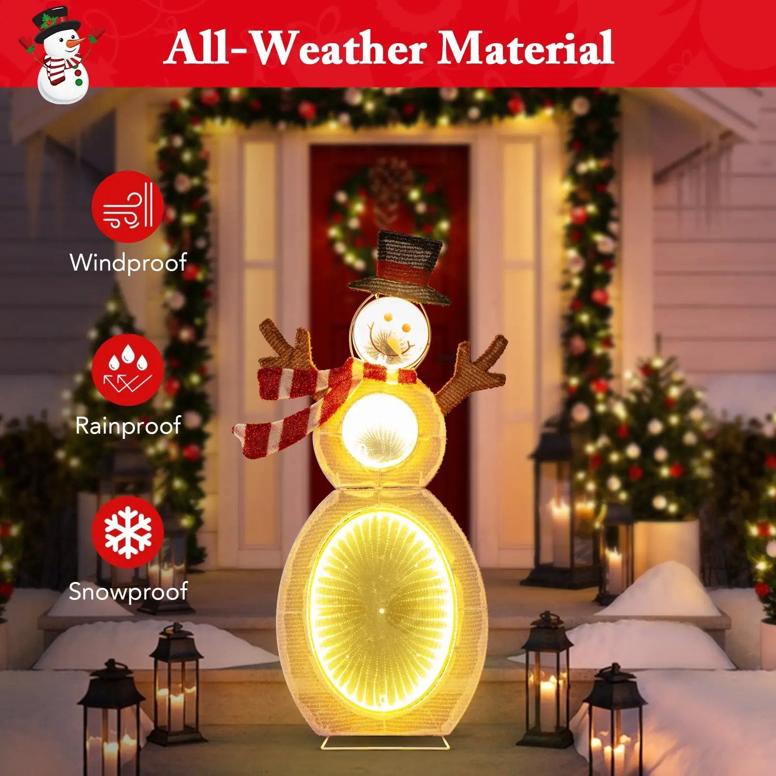 2.6 Feet Lighted Snowman with LED Lights and Metal Stand by DirectDeals