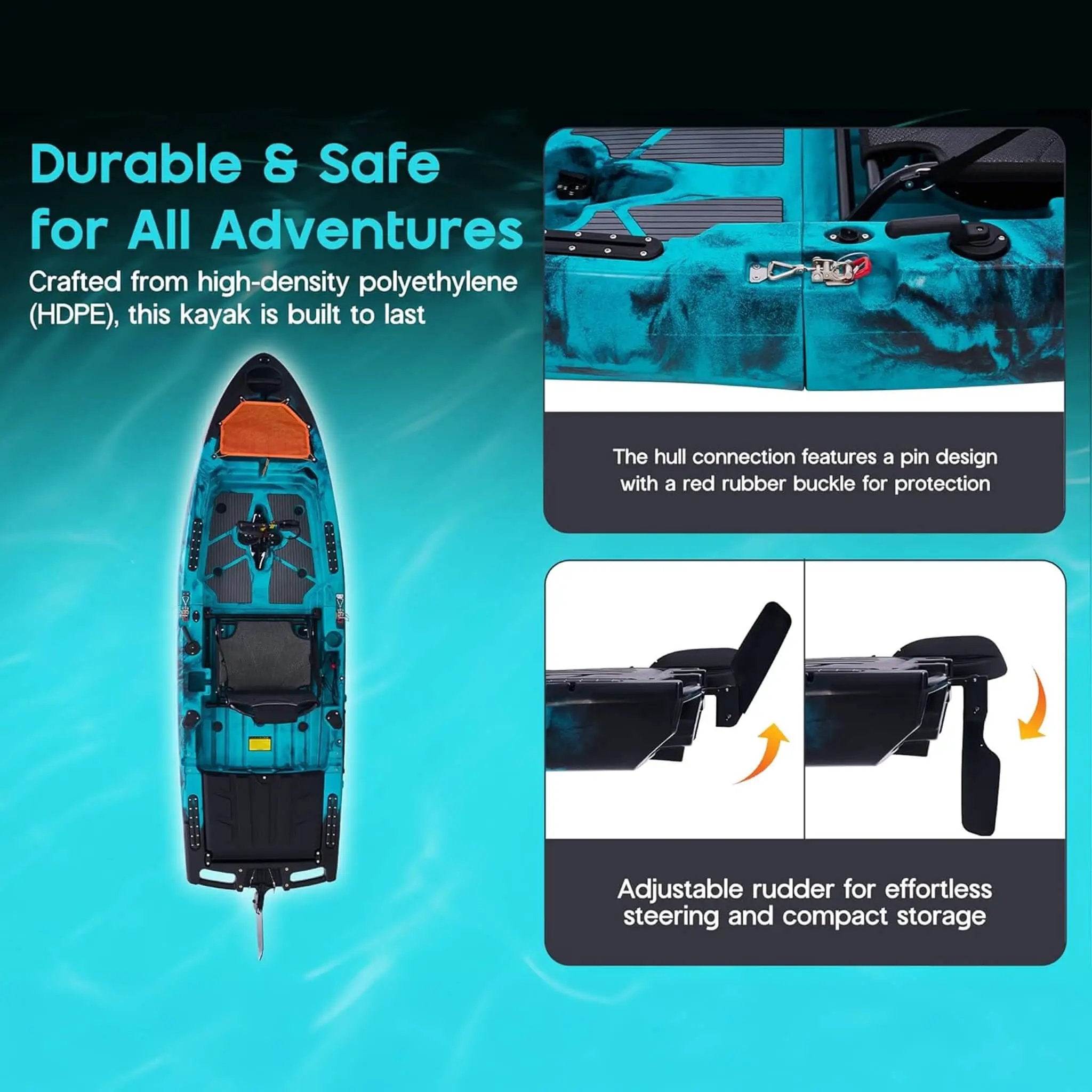 Lightweight 10FT 1-Person Modular Fishing Kayak With Fin Drive System (SAK21489) by SAKSBY WHOLESALE