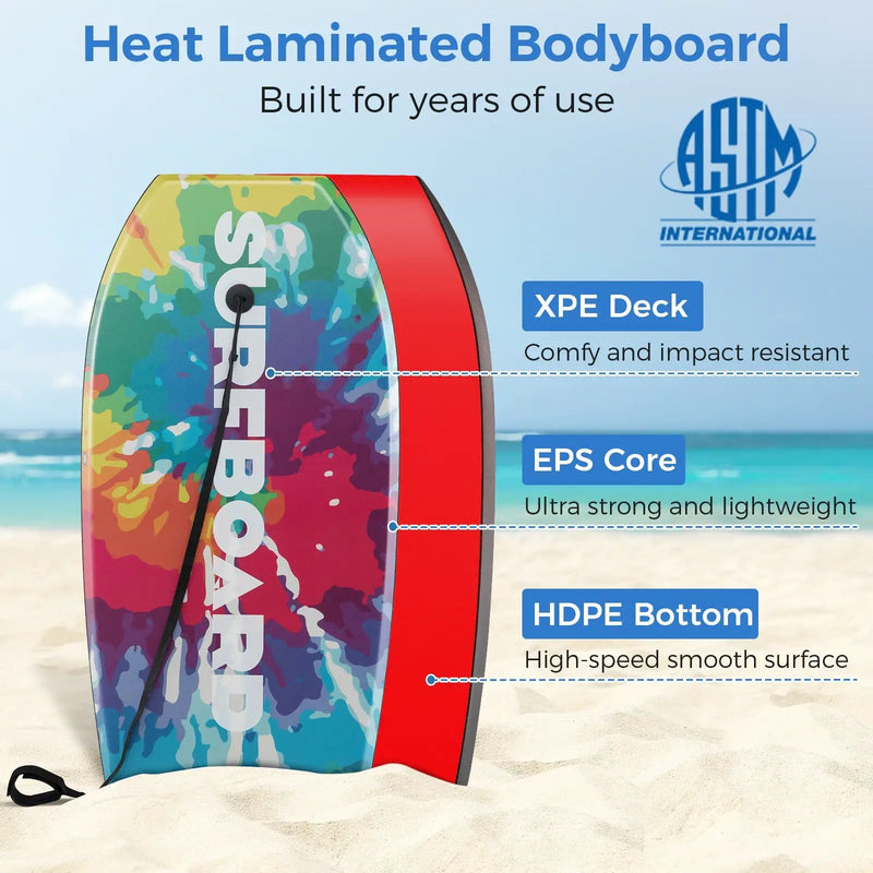 33/37/41 Inches Lightweight Body Board Boogie Board with EPS Core XPE Deck HDPE Bottom Multicolor1 by DirectDeals