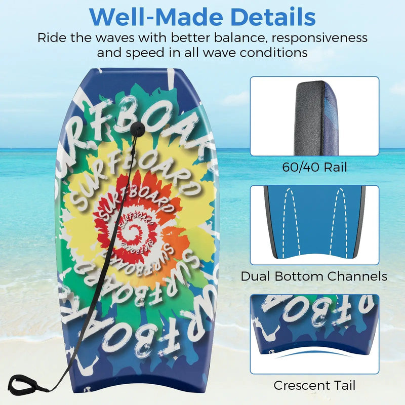 33/37/41 Inches Lightweight Body Board Boogie Board with EPS Core XPE Deck HDPE Bottom Multicolor4 by DirectDeals