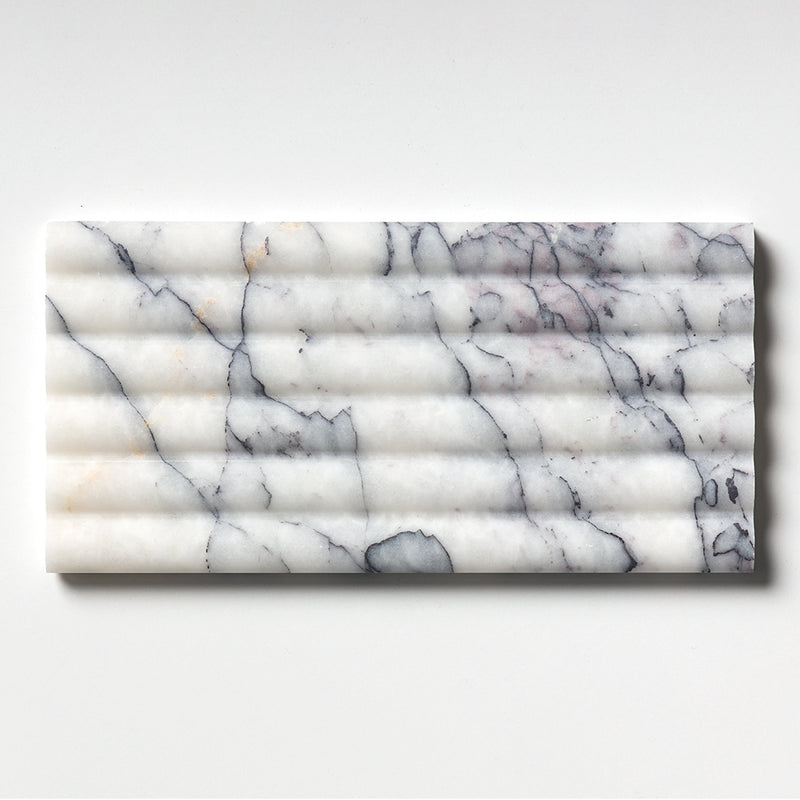 Lilac Honed Flute Trim 6x12x3/4 Marble Honed 6x12 Accent Tiles