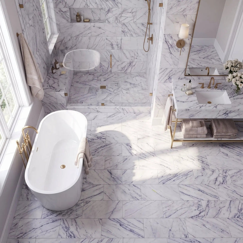 Lilac Honed Marble Tiles 12x24, close-up of the surface 2