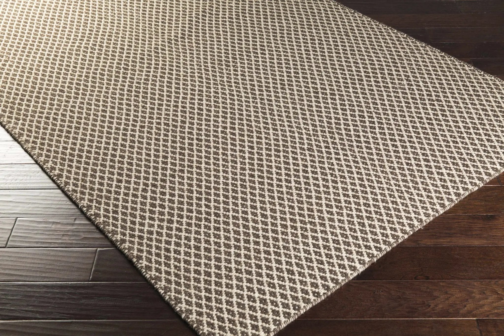 Lingo Brown Trellis Flatweave Rug - Clearance by Boutique Rugs