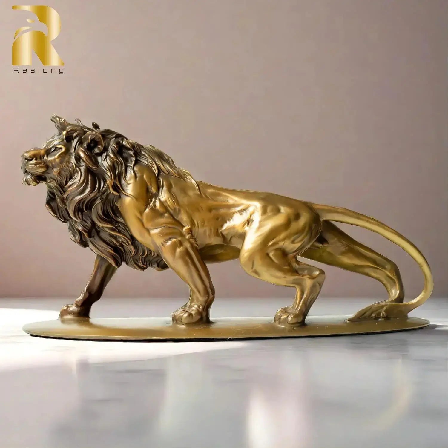 Exquisite Bronze Lion Statue for Luxury Home & Office Tabletop Decor by House Of Avana