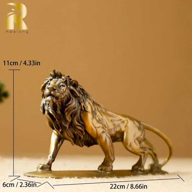 Exquisite Bronze Lion Statue for Luxury Home & Office Tabletop Decor by House Of Avana
