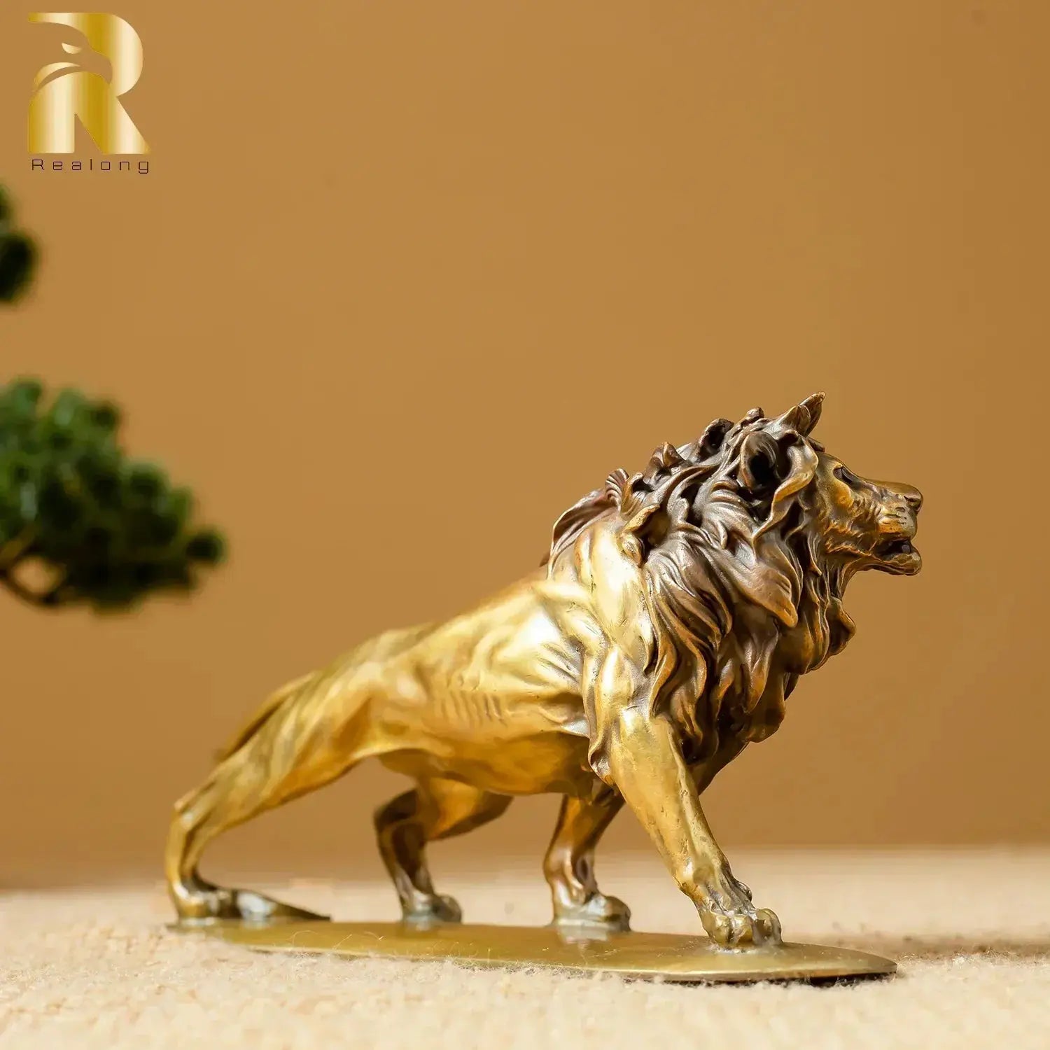 Exquisite Bronze Lion Statue for Luxury Home & Office Tabletop Decor by House Of Avana