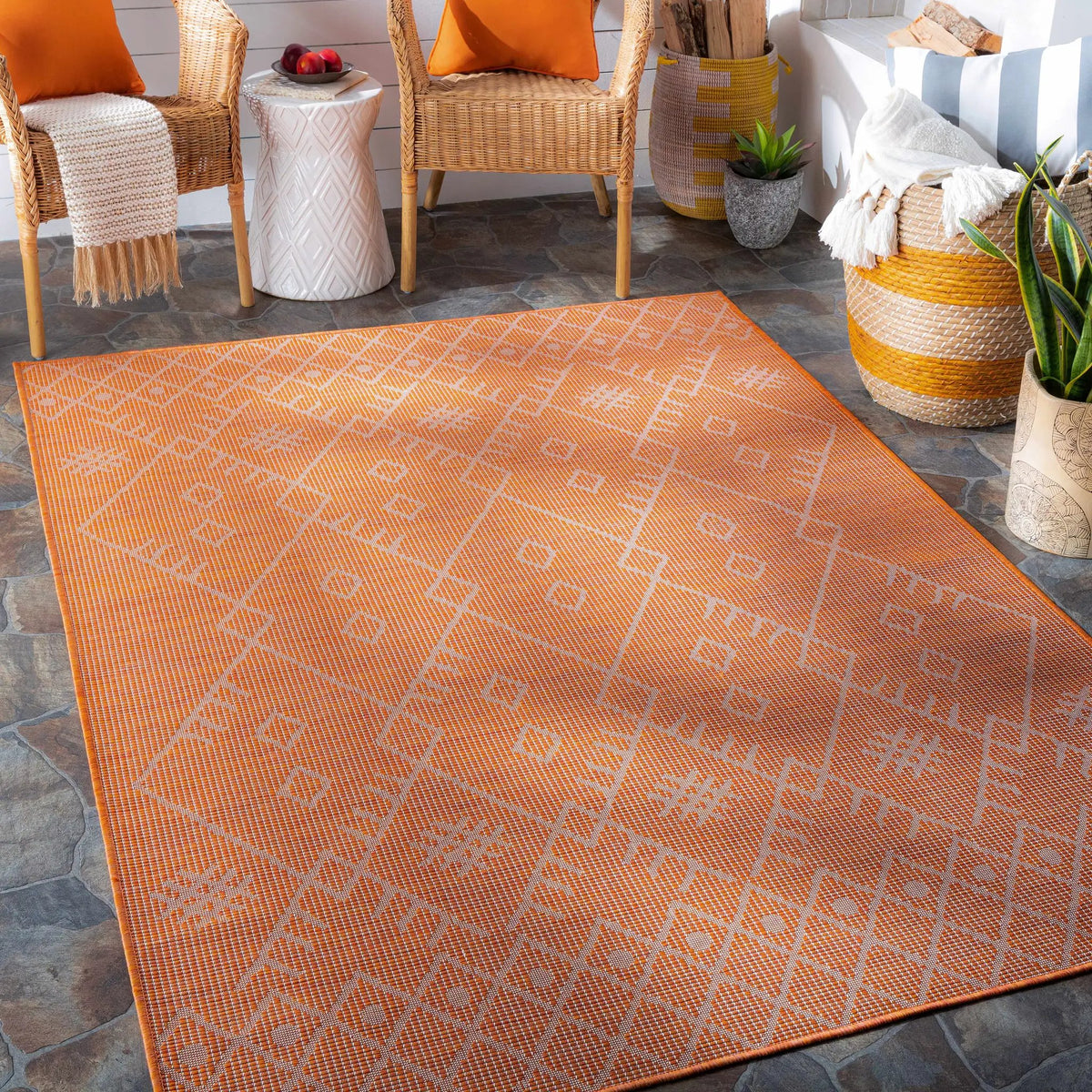 Lisarow Flatweave Outdoor Area Carpet - Clearance, installed in a room