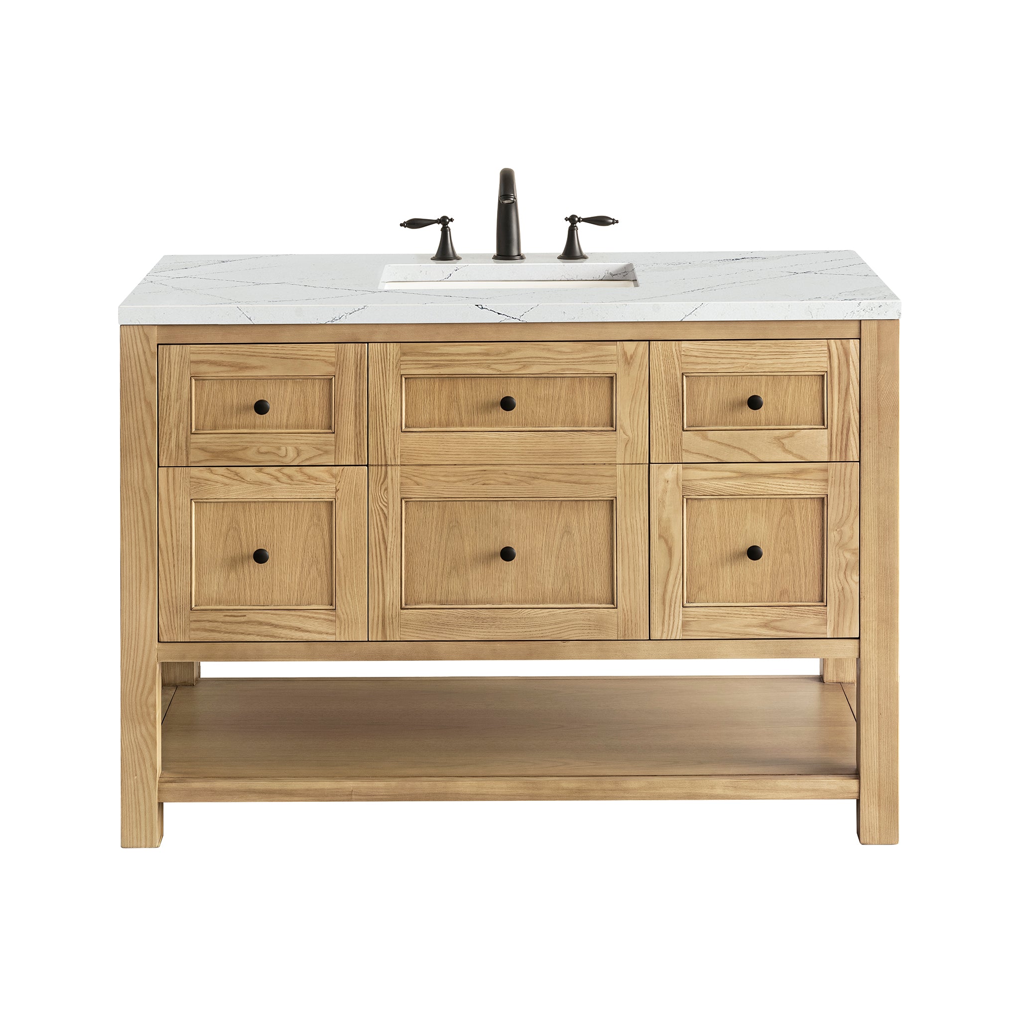 James Martin Breckenridge 48" Single Bathroom Vanity, Light Natural Oak with Ethereal Noctis (FreePower) countertop