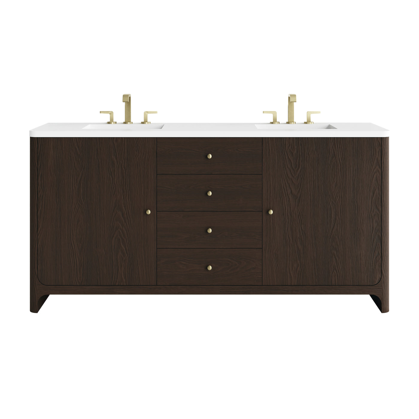 James Martin Gracyn 72" Double Bathroom Vanity, Sable with White Zeus (Widespread) countertop