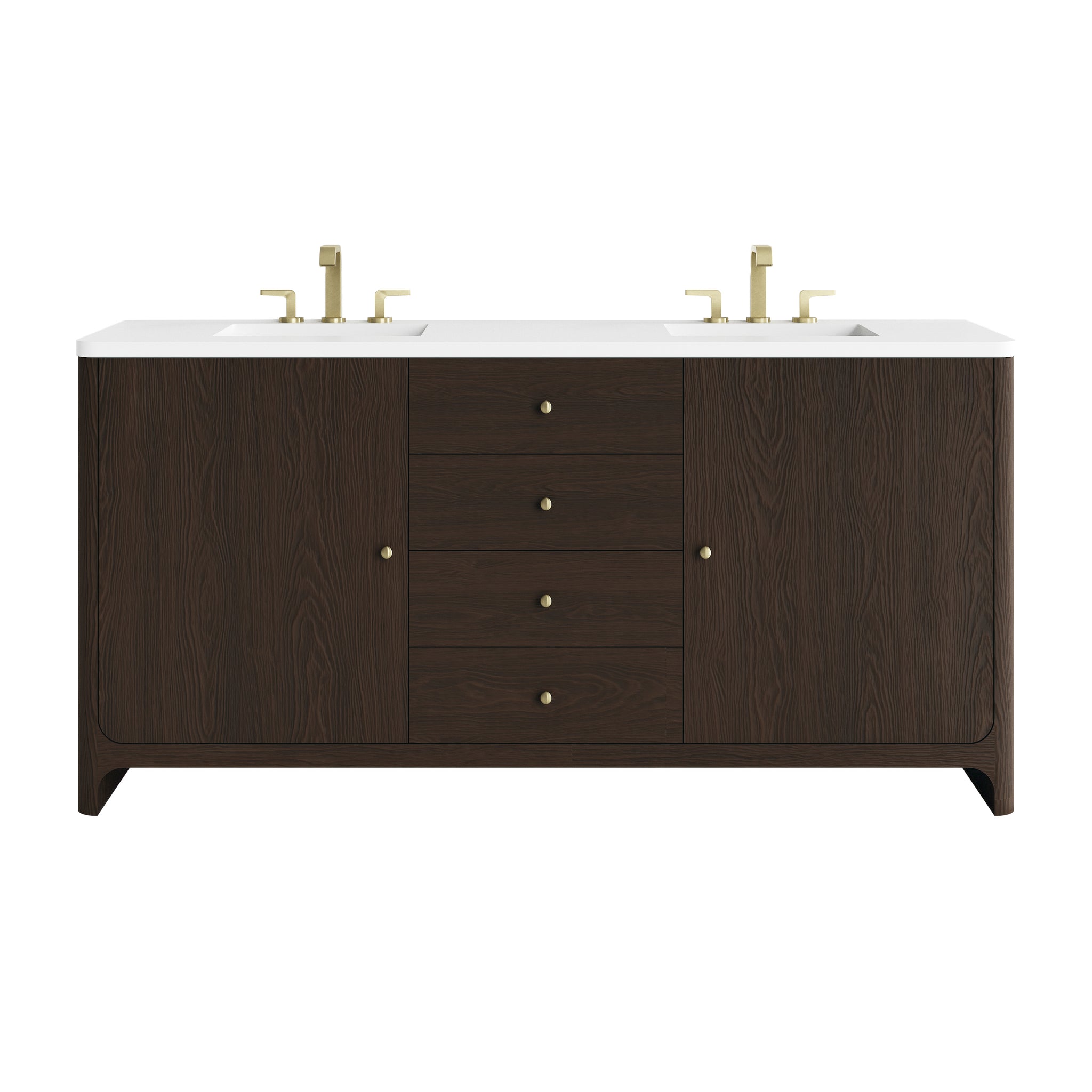 James Martin Gracyn 72" Double Bathroom Vanity, Sable with White Zeus (Widespread) countertop