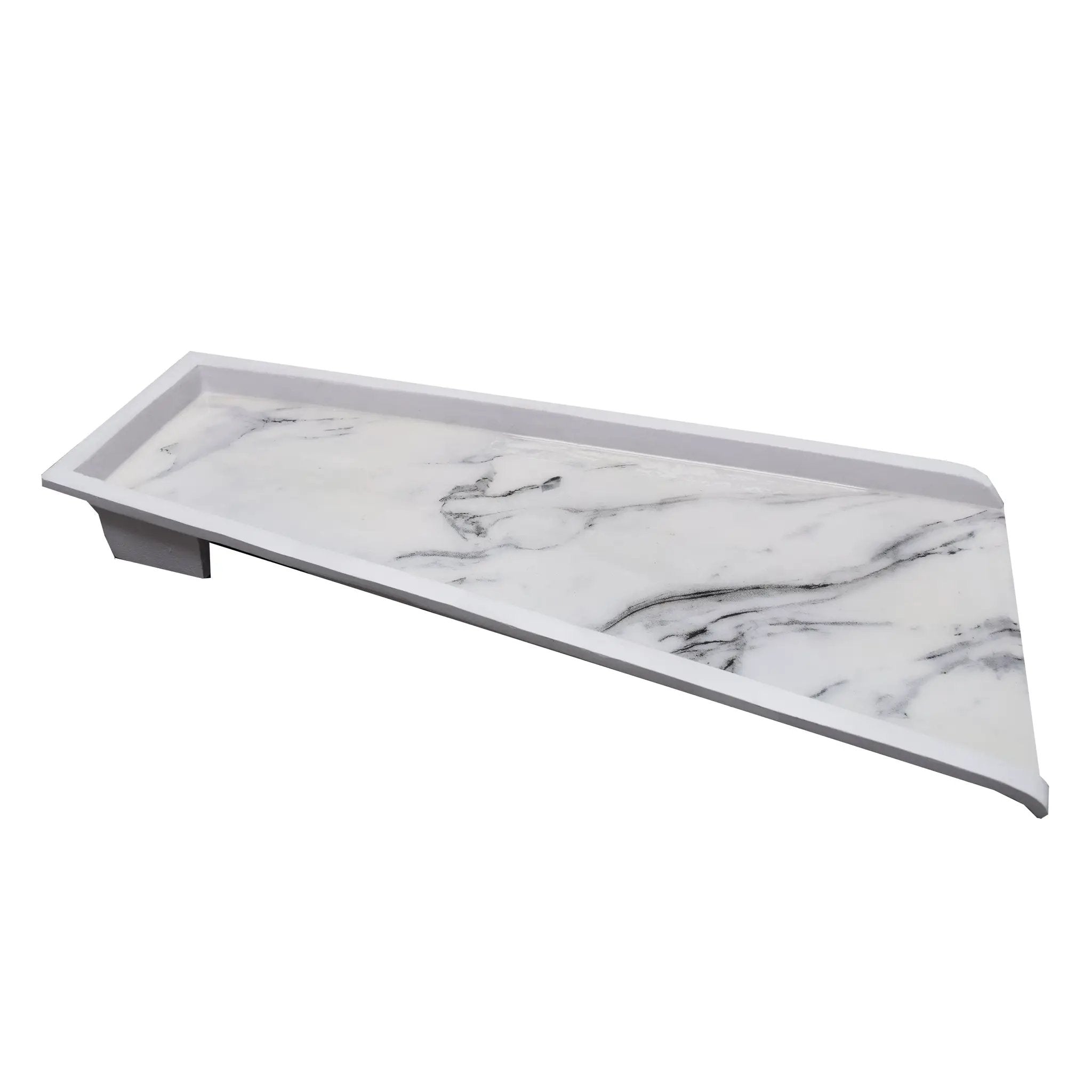 White Faux Marble 24-in Cast Aluminum Downspout Gutter Splash Block by Sharicks