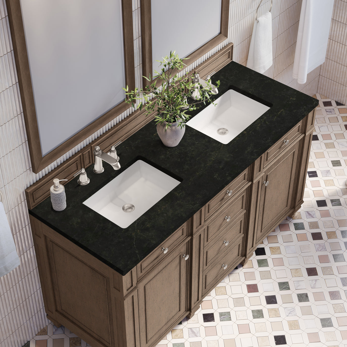 James Martin Bristol 60" Double Bathroom Vanity, Whitewashed Walnut, view 40