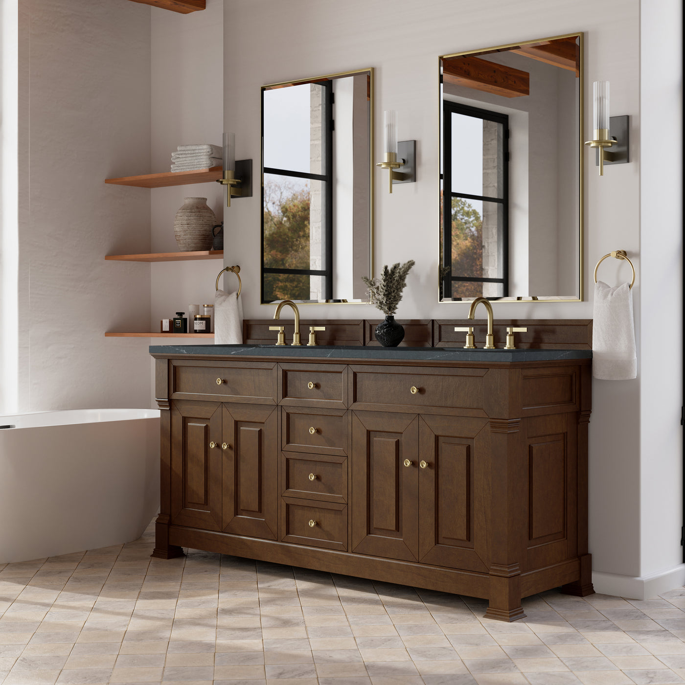 James Martin Brookfield 72" Double Bathroom Vanity, Honey Oak, view 30
