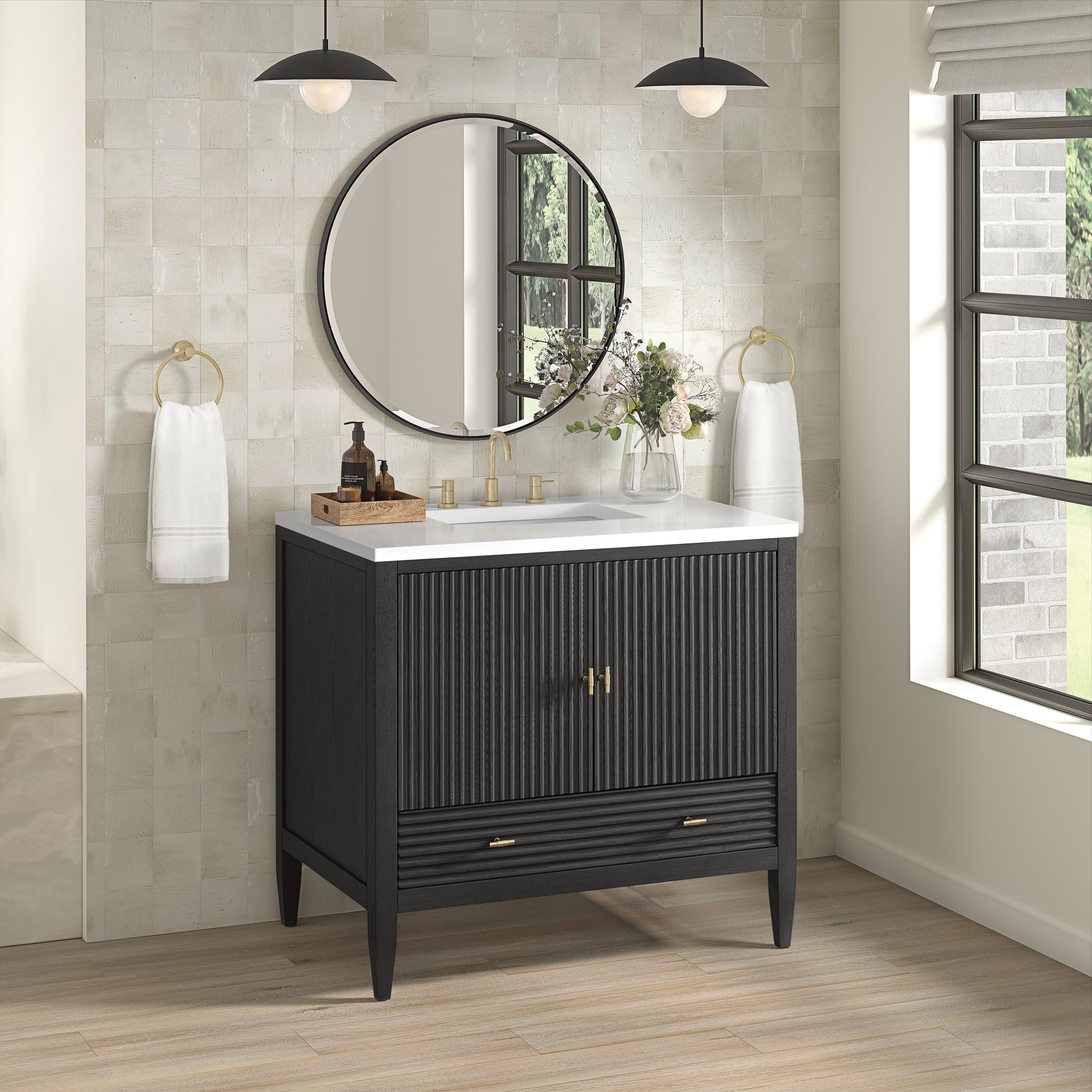 James Martin Myrrin 36" Single Bathroom Vanity, Carbon Oak, view 17