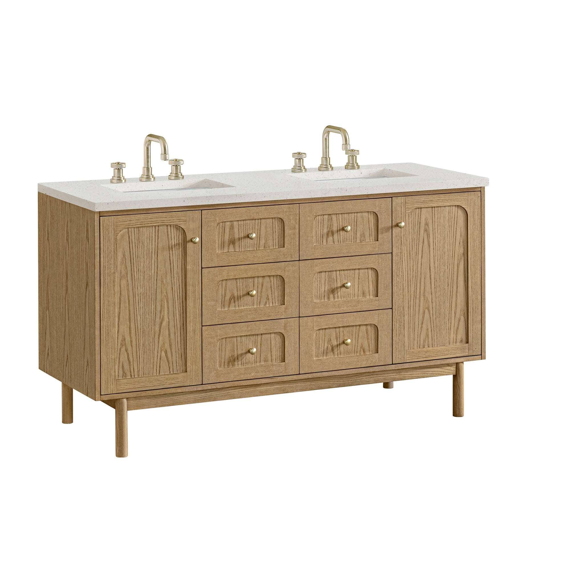 James Martin Laurent 60" Dual Mount Double Bathroom Vanity, Light Natural Oak, view 38