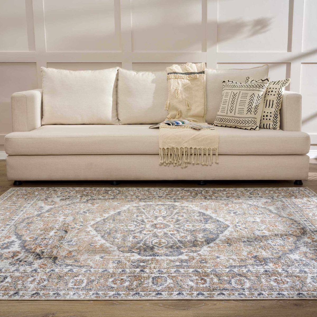 Hiti Beige Flat Pile Washable Rug, installed in a room 6