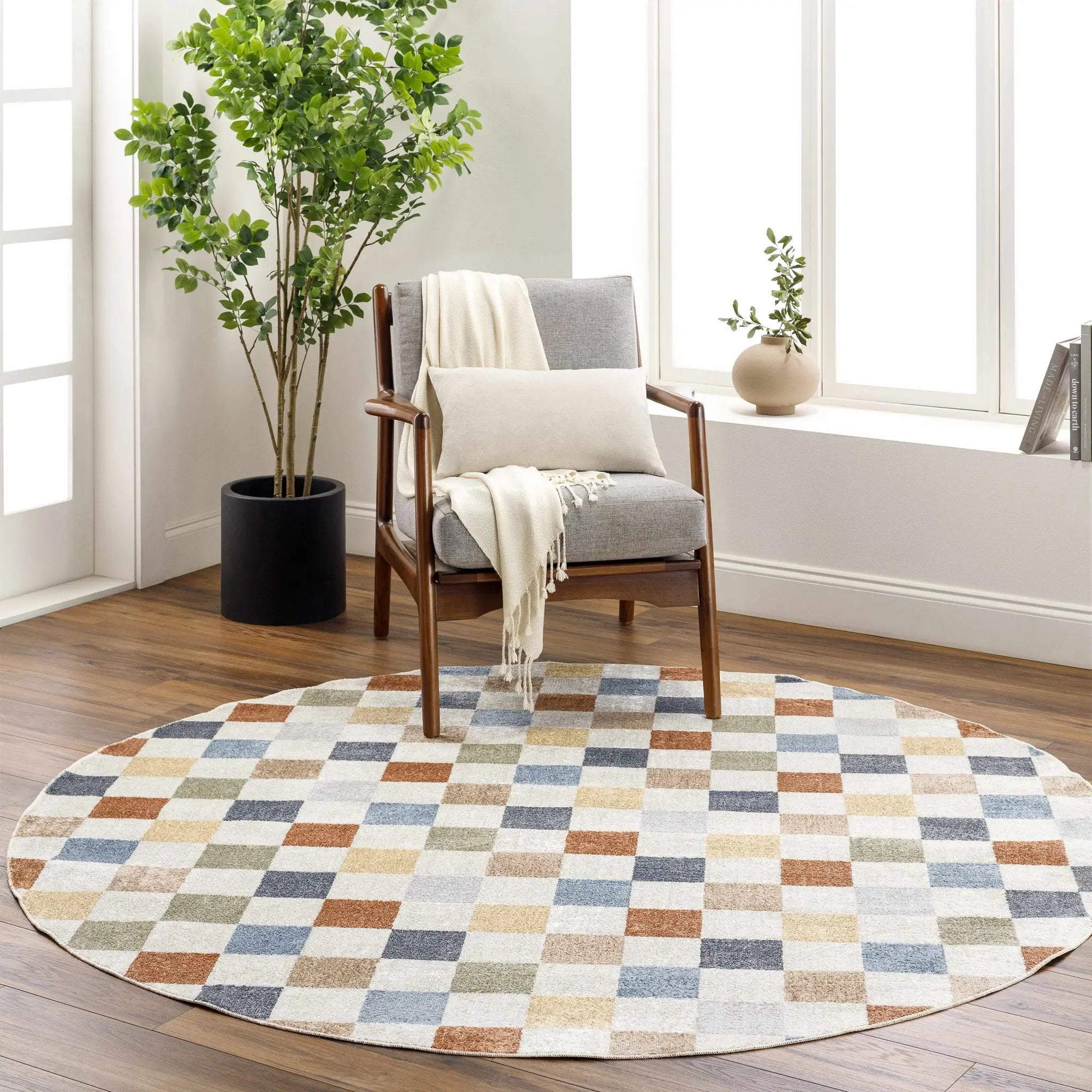 Alie Colorful Checkered Washable Rug by Hauteloom