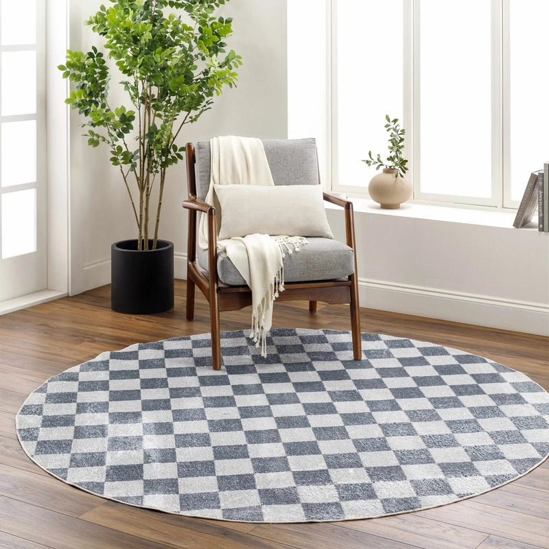 Alie Gray Checkered Washable Area Rug by Hauteloom