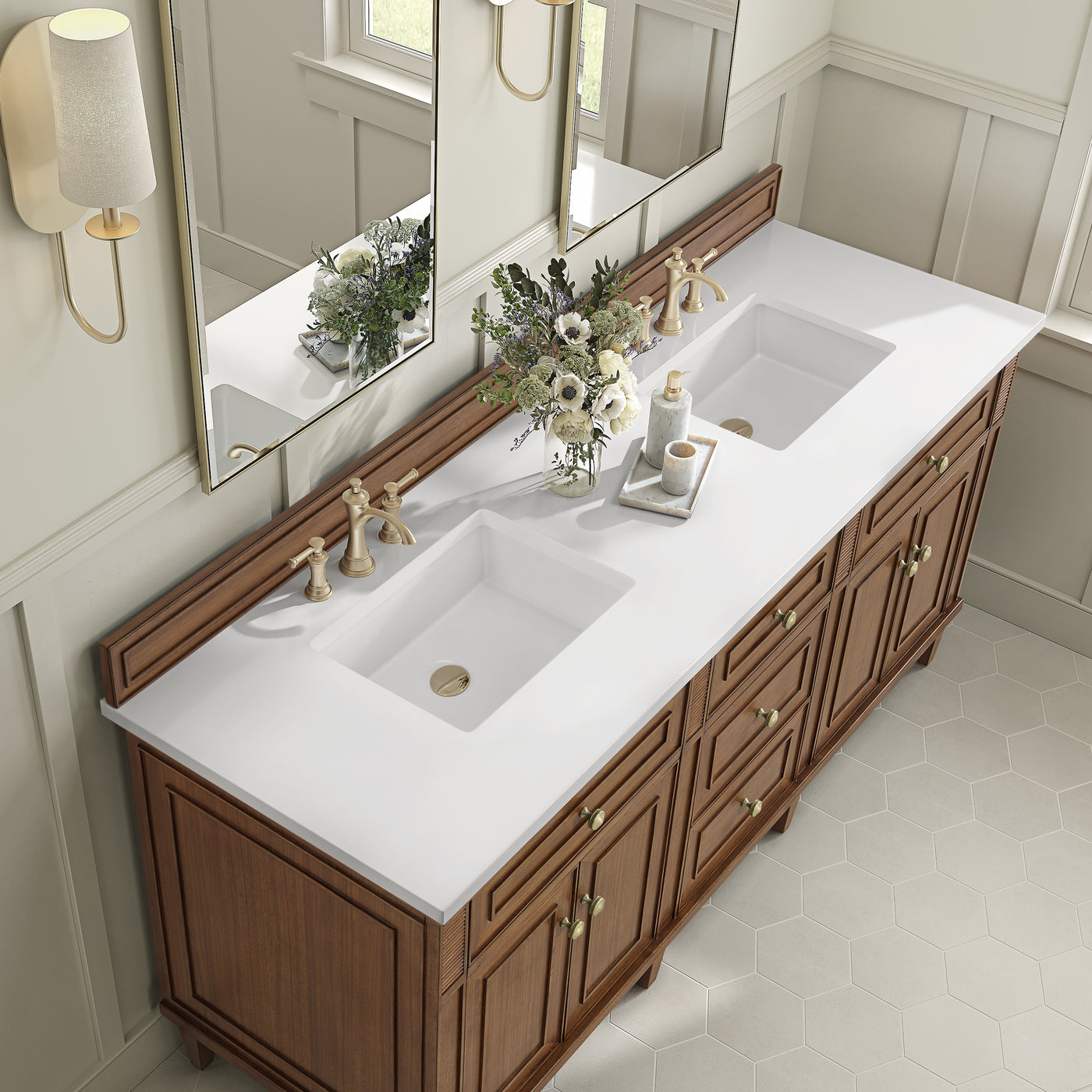 James Martin Lorelai 72" Double Bathroom Vanity, Mid-Century Walnut, view 40