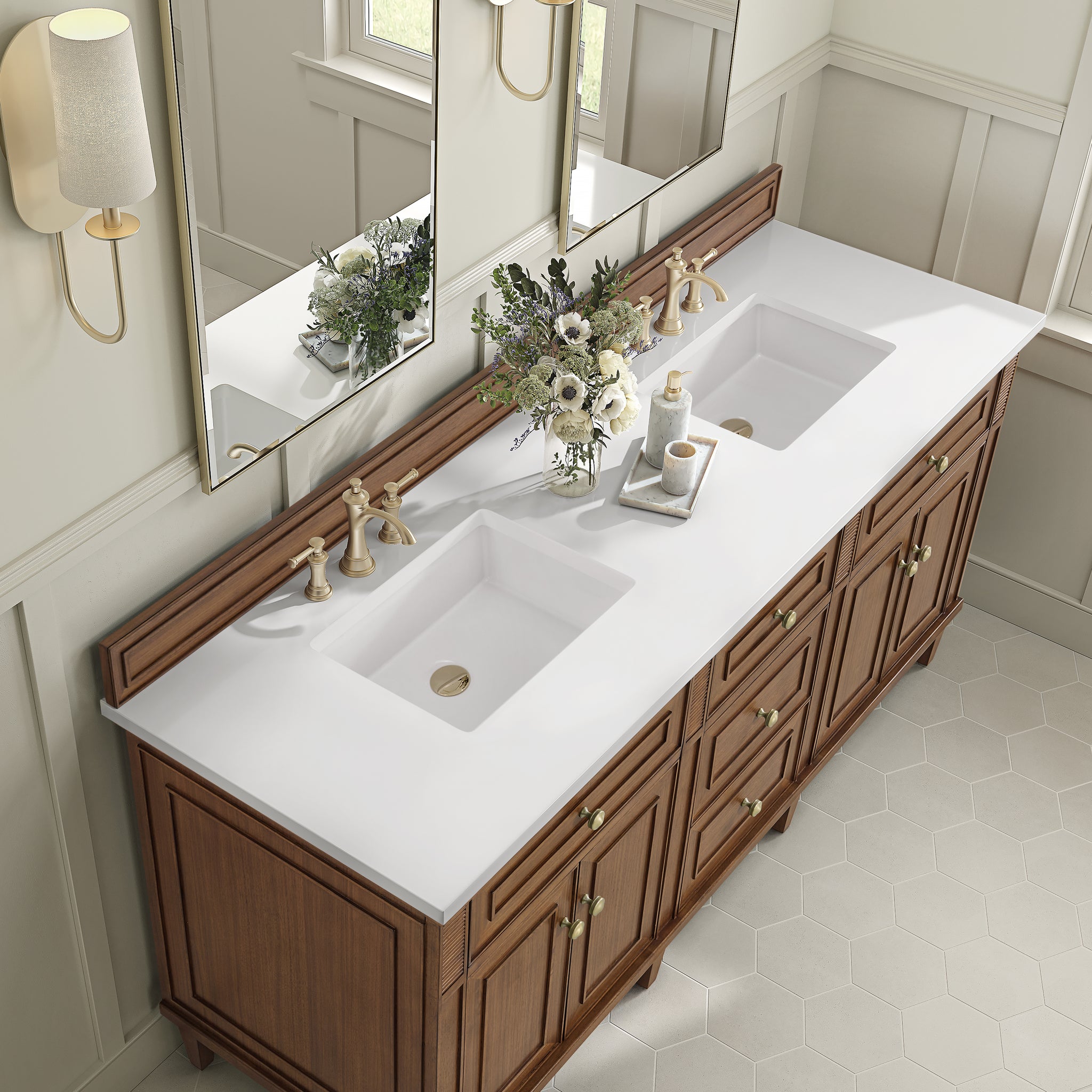 James Martin Lorelai 72" Double Bathroom Vanity, Mid-Century Walnut, view 40